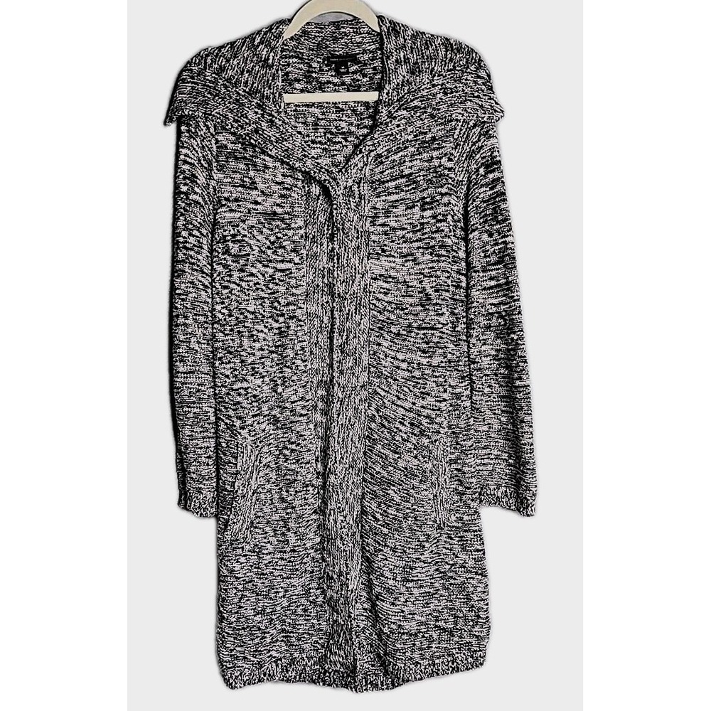 Dana Buchman Sweater Cardigan Size Medium One Button Open Front Tunic Length Blk
